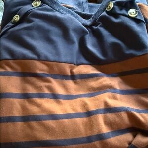 BloomChic Navy and Brown Striped Blouse